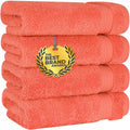 Cotton Paradise Hand Towels for Bathroom, 100% Cotton Turkish 4 Piece Hand Towel Set, Soft Absorbent Face Towels, Coral