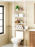 ALLZONE Adjustable Over The Toilet Storage Shelf, 4-Tier Ample Bathroom Organizer and Storage, Tension Mounted Above Toilet Storages Cabinet for Versatility, Fits 66-113 Inch Heights, White