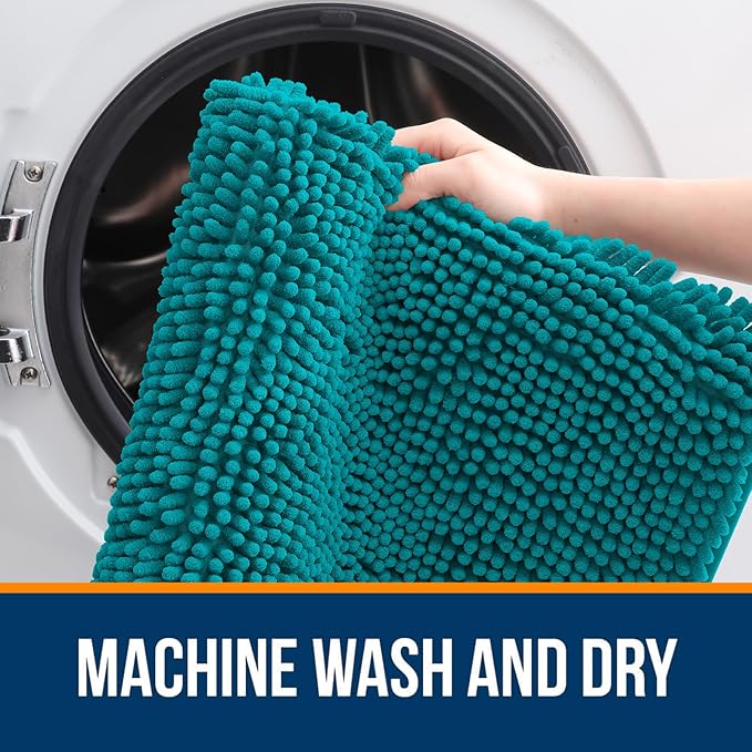 OLANLY Large Bathroom Rugs 45x27, Extra Soft Absorbent Chenille Bath Rugs, Rubber Backing Quick Dry, Machine Washable Bath Mats for Bathroom Floor, Tub and Shower, Home Decor Accessories, Deep Lake