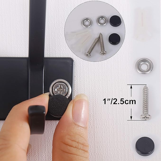 WEBI Coat Rack Wall Mounted,24 Inch 8 Hooks for Hanging Coats,Hook Rack Hook Rail Coat Hanger Wall Mount for Backpack,Clothes,Jacket,Black,2 Packs