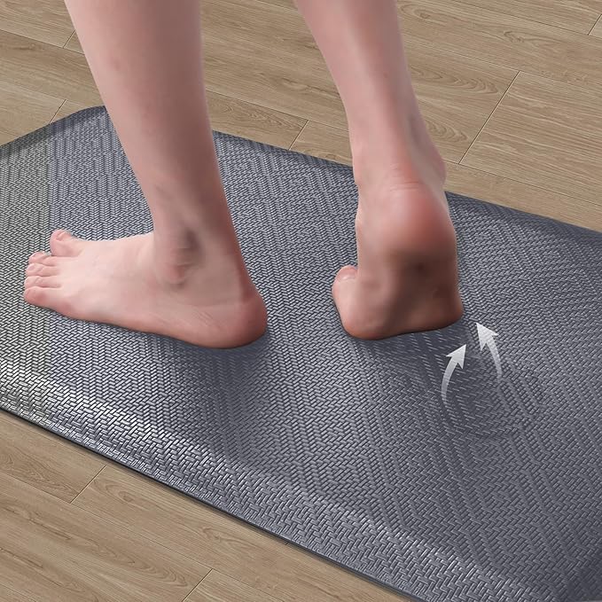 Mattitude Kitchen Mat Cushioned Anti-Fatigue Floor Mat Water Resistant Non-Slip Mats and Rugs Standing and Comfort Desk Mats for House Sink Office Laundry (Grey, 17.3"x28")