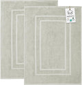 Feather & Stitch 2 Piece Towel Like Bath Mats (30x21 Inch) 100% Cotton Terry Bath Mats, Bathroom Shower Floor Mats [NOT A Bathroom Rug], Soft Absorbent Washable Mats - Silver Birch