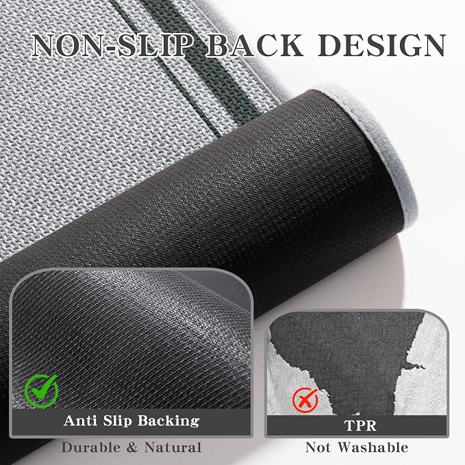 chakme Bathroom Rug Sets 5 Piece, Ultra Thin Bath Mat,Absorbent,Non Slip, Machine Washable, Light Grey