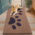 Smiry Dog Door Mat for Muddy Paws, Absorbs Moisture and Dirt, Low-Profile Entryway Mat with Non-Slip Backing, Entry Indoor Outdoor Doormat for Inside Floor (48x30 Inches, Camel and Black, Paw