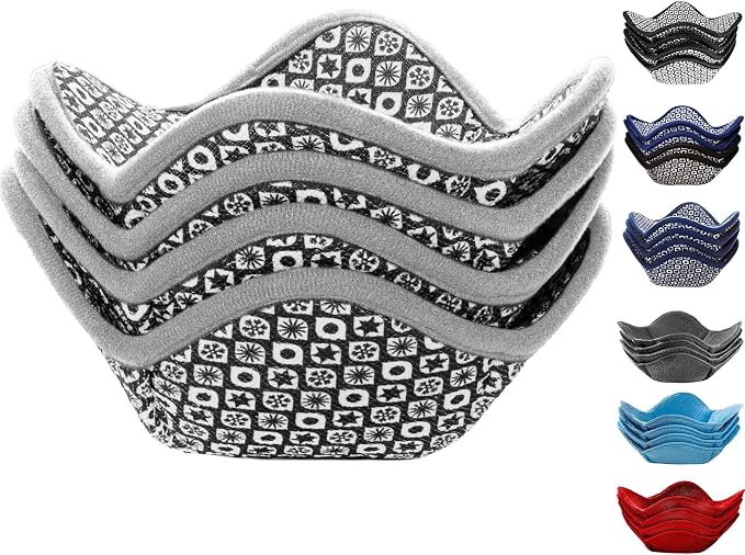 Sheff Microwave Bowl Cozy Holders Set of 4 - Durable and Reliable for Hot and Cold Plates and Dishes - Ideal Household Gift (Gray and White, 7 inch)