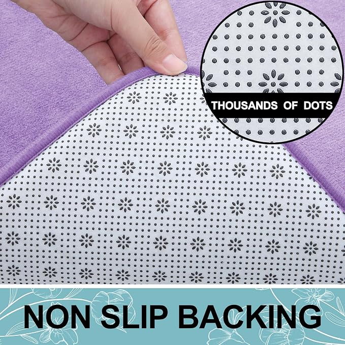 Smiry Memory Foam Bath Mat 36x24, Extra Soft and Absorbent Bathroom Mats, Non Slip Washable Carpet for Floor, Shower and Tub, Purple