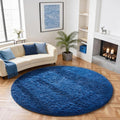 Ophanie Round Rug 6Ft Blue Circle Area Rug, Boys Room Decor, Fluffy Fuzzy Bedroom Carpet, Plush Soft Shaggy Living Room Rugs for Kids Home Aesthetic, Nursery