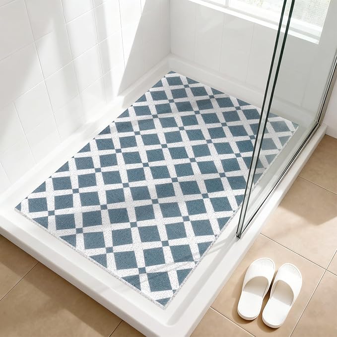 Shower Mat Non Slip - Quick Drying Anti Slip Shower Mats for Inside Shower, Soft PVC Loofah Foot Scrubber Mat, Extra Large Bath Mat for Shower, Tub, Bathroom, Floor, Kitchen, Home, Pool, Hotel