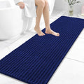 OLANLY Long Bathroom Rugs Runner 59x20, Thick Soft and Absorbent Chenille Bath Mat, Non-Slip, Machine Washable Quick Dry Bath Rugs for Tub Shower Floor, Home Decor Accessories, Navy Blue