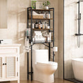TETOTE Over-The-Toilet Storage Rack, 4-Tier Bathroom Organizer Shelf Over Toilet with Adjustable Shelf and Basket, Freestanding Space Saver Bathroom Shelves Above Toilet for Room(Brown)
