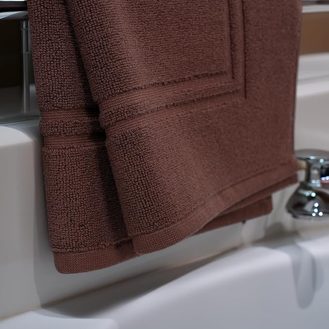 Tens Towels Pack of 2 Bath Mats 100% Cotton, 20 x 32 Inches, Super Absorbent, Hotel Quality Premium Floor Towels, Luxurious, Soft & Quick Dry, Not a Bathroom Rug (Brown)