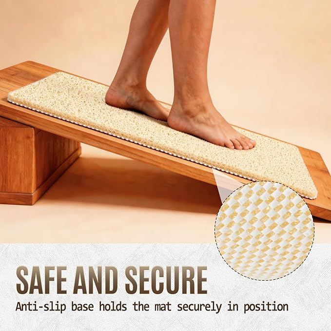 Joyhalo Shower Mat Bathtub Mat Non Slip, Bathmats Non Slip, Quick Drying Foot Scrubber Loofah Mats for Shower, Tub, Bathroom, Home, 17x24inch, Beige