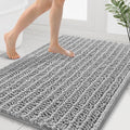 Smiry Bathroom Rugs Mat 40x32, Extra Soft Absorbent Chenille Bath Rugs, Non Slip Rubber Backing Machine Washable Quick Dry Bath Mats for Bathroom Floor, Tub, Shower, Home Decor Accessories, Light Grey
