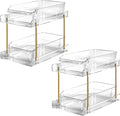 LAREKUN2pack 2-Tier Organizer & Storage Unit Stackable Bathroom Cabinet Organizer Pull-Out Kitchen Pantry Organizer & Storage System Suitable for Countertops, Pantries, Kitchens, Bathrooms
