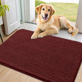 Smiry Dog Door Mat for Muddy Paws 36x24, Absorbent Dirt Trapper, Non-Slip Washable Chenille Entryway Rug for Inside Floor, Caramel Russet, Classic Solid
