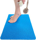 ENKOSI Loofah Non-Slip Shower and Bath Mat - Soft Cushioned Comfort - No Suction Cups for Smooth or Textured Tubs - Fast Draining - Safety for Bathroom, Family, Kids, and Elderly (24x16 Blue)