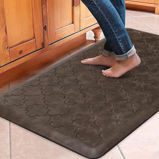 WISELIFE Kitchen Mat Cushioned Anti Fatigue Floor Mat,20"x39", Thick Non Slip Water Resistant Kitchen Rugs and Mats,Heavy Duty Foam Standing Mat for Kitchen,Floor,Home,Desk,Sink, Brown