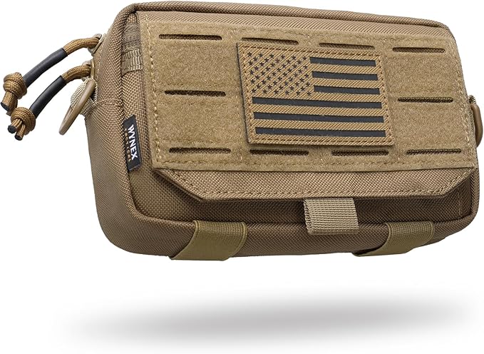 WYNEX Tactical Molle Admin Pouch,Tactical EDC Bag Utility Laser Cut EDC Tool Pouch Bag Annexes with American Flag