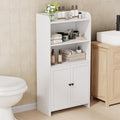 Homhedy Small Bathroom Storage Cabinet, Freestanding Toilet Paper Storage with 2 Doors and Shelves, Bathroom Organizers and Storage for Small Spaces, Laundry Room, 9.8" D x 19.7" W x 39.9" H, White