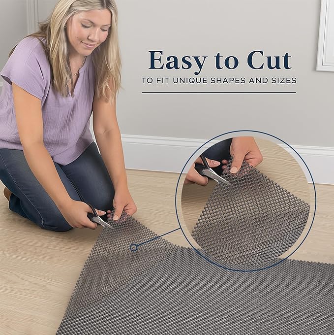 Veken 5x8 Ft Rug Pad Gripper for Hardwood Floors, Non Slip Rug Pads for Area Rugs, Thick Dark Grey Rug Grippers for Tile Floors, Under Carpet Anti Skid Mat, Keep Your Rugs Safe and in Place