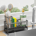 Cisily Sponge Holder for Kitchen Sink, Sink Caddy Organizer with High Brush Holder, Kitchen Countertop Organizers and Storage Essentials, Rustproof 304 Stainless Steel (Dark Grey, 9.25″)