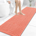 OLANLY Long Bathroom Rugs Runner 59x20, Thick Soft and Absorbent Chenille Bath Mat, Non-Slip, Machine Washable Quick Dry Bath Rugs for Tub Shower Floor, Home Decor Accessories, Coral