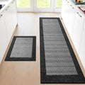 StepRite Kitchen Mats for Floor, Non-Slip Kitchen Rugs Set of 2 PCS, Super Absorbent Washable Kitchen Mats with Rubber Backing, Runner Mats for Front of Sink (20"x32"+20"x72" Black)