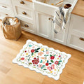 Kitchen Rugs, White Vintage Floral Scalloped Anti Fatigue Mats, Cushioned Non Slip PVC Floor Rugs, Comfort Standing Kitchen Floor Mats for Sink Laundry Office Home, 18x30 Inch