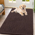Smiry Dog Door Mat for Muddy Paws 47x32, Absorbent Dirt Trapper, Non-Slip Washable Chenille Entryway Rug for Inside Floor, Brown, Classic Solid