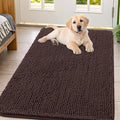 Smiry Dog Door Mat for Muddy Paws 54x32, Absorbent Dirt Trapper, Non-Slip Washable Chenille Entryway Rug for Inside Floor, Brown, Classic Solid