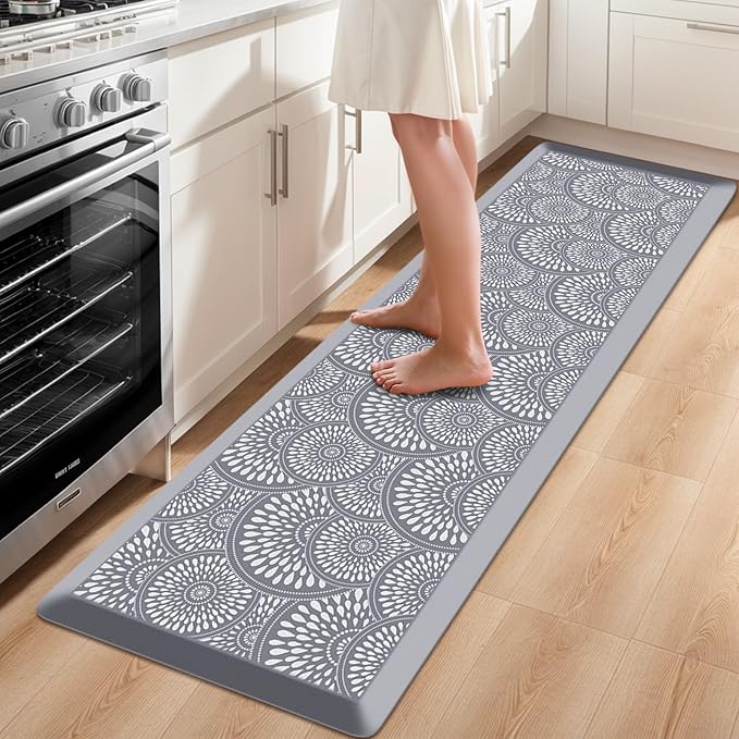 Mattitude 4/5 Inch Kitchen Mat, 20x48in Heavy Duty Ergonomic Comfort Foam Standing Desk Mat, Waterproof Non-Slip Standing Mats and Rugs for Kitchen, Office, Black