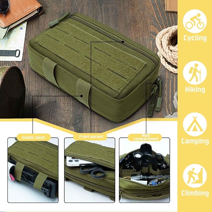 2 Pack 1000D Laser Cut Molle Pouches - Tactical Compact Water-Resistant Utility Admin Pouch for Vest Backpack Duty Belt Tactical Vests