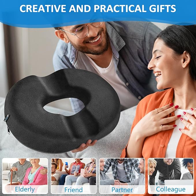 Donut Pillow, Donut Cushion for Tailbone Pain Relief and Hemorrhoids, Donut Seat Cushion for Coccyx, Sciatica, Surgery and Postpartum, Hemorrhoid Pillow for Long Sitting Office Workers, Car Drivers