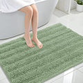 OLANLY Thick Large Bathroom Rugs 44x32, Extra Soft Absorbent Chenille Striped Bath Rugs, Rubber Backing, Machine Wash, Bath Mats for Bathroom Floor, Tub and Shower, Home Decor Accessories, Sage Green