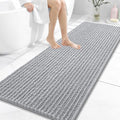 OLANLY Long Bathroom Rugs Runner 59x24, Thick Soft and Absorbent Chenille Bath Mat, Non-Slip, Machine Washable Quick Dry Bath Rugs for Tub Shower Floor, Home Decor Accessories, Light Grey