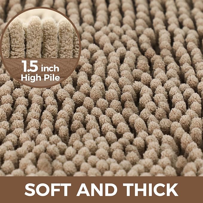 Bcoimo Bathroom Rug Set, Chenille Bathroom Rugs, Absorbent Non Slip Plush Bath Mats, Machine Washable Fast Drying Floor Mats for Tub, Shower, Sink, Vanity