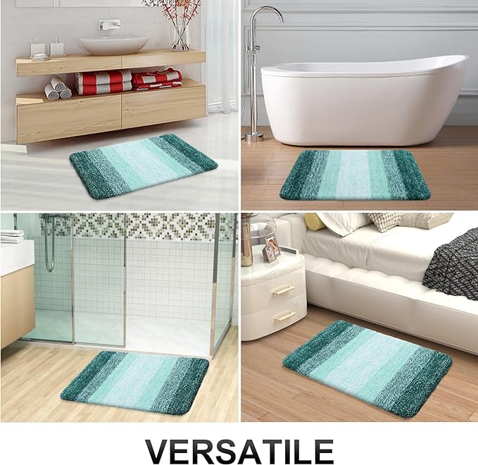 OLANLY Bathroom Runner Rugs Mat 47x17, Extra Soft Absorbent Microfiber Bath Rugs, Rubber Backing, Quick Dry, Long Bath Mats for Bathroom, Tub and Shower, Home Decor Accessories, Blackish Green