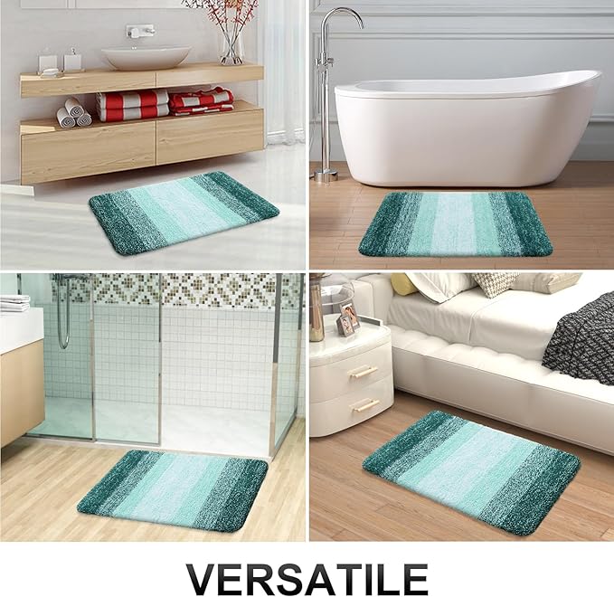 OLANLY Bathroom Runner Rugs Mat 47x24, Extra Soft Absorbent Microfiber Bath Rugs, Rubber Backing, Quick Dry, Long Bath Mats for Bathroom, Tub and Shower, Home Decor Accessories, Blackish Green