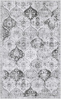 Lahome Moroccan Trellis Washable Small Area Rug, 3x5 Area Rug for Bedroom Living Room, Non-Slip Oriental Accent Throw Carpet for Kitchen Office Entryway Bathroom Office Elise, Silver/Grey
