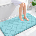 OLANLY Memory Foam Bath Mat Rug 44x24, Ultra Soft and Absorbent Bathroom Rugs, Non-Slip, Comfortable, Machine Washable Bath Carpet for Bathroom Floor, Tub, Shower and Home Decor Accessories, Sky Blue