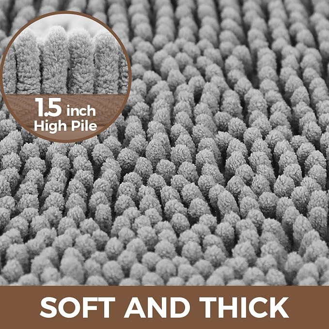 Bcoimo Bathroom Rug Set, Chenille Bathroom Rugs, Absorbent Non Slip Plush Bath Mats, Machine Washable Fast Drying Floor Mats for Tub, Shower, Sink, Vanity