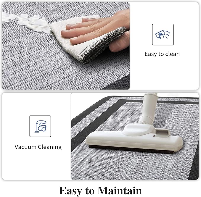 Mattitude Kitchen Mats Set of 2 Cushioned Rugs Anti-Fatigue Mats for Kitchen Floor,Waterproof Non-Slip Mats and Rugs Set for Office,Floor,Laundry 17.3"×29"+17.3"×59",Black