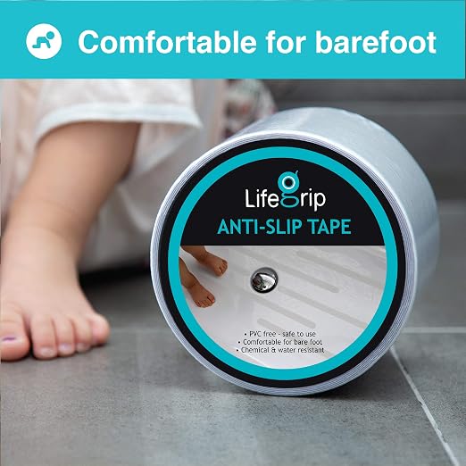 LifeGrip Anti Slip Transparent Anti Slip Tape, 4 inch by 30 feet, Non-Slip Traction Grip Tape to Tubs, Boats, Stairs, Clear, Soft, Comfortable for Bare feet (4" X 30')