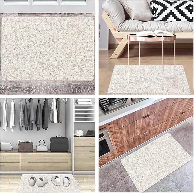 godehone Shower Mats Non Slip Without Suction Cups, PVC Loofah Bathroom Mats, Loofah Mats for Shower and Bathroom, Quick Drying, 15.7× 36 Inch, Beige