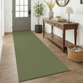 KOZYFLY Woven 3x7 Washable Kitchen Runner Rug, Non Slip Wide Runners for Hallway, Cotton Entryway Runner, Braided Floor Carpet for Entry, Kitchen, Bedside, Hall, Olive Green/Earthy Green