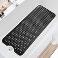 TEESHLY Bath Tub and Shower Mats, Non Slip 40 x 16 Inch Extra Long Bathtub Mat, Machine Washable Bathmat with Drain Holes, Suction Cups for Bathroom Floor, Black