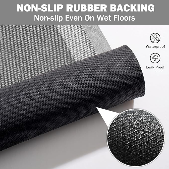 YDKGL Non Slip Bath Mat, Rubber Backing Ultra Thin Bathroom Rugs Fit Under Door Quick Dry Super Absorbent Washable Bath Rug Shower Mat for Bathroom Floor Bathtub Sink, Easy Care Dark Grey 24"x 35"