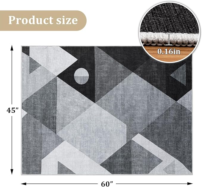 Office Chair Mat for Hardwood Floor, 60"x45" Easy Glide Computer Desk Mat Protector for Rolling Chair Under Desk Rug Nonslip Backing, Machine Wash, (Modern)