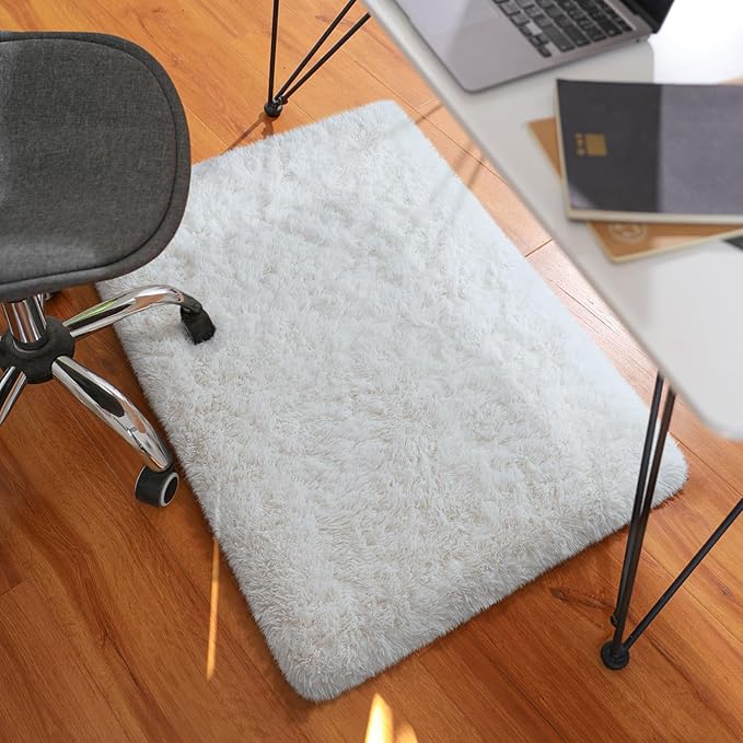 Ophanie Small Rug Washable Non Slip Throw Bedside Area Rugs, Fluffy Soft White Mini Bedroom Carpet, Affordable Door Entryway Indoor Inside Front Entrance Dog 2x3 Mat, Home Decor Aesthetic, Nursery