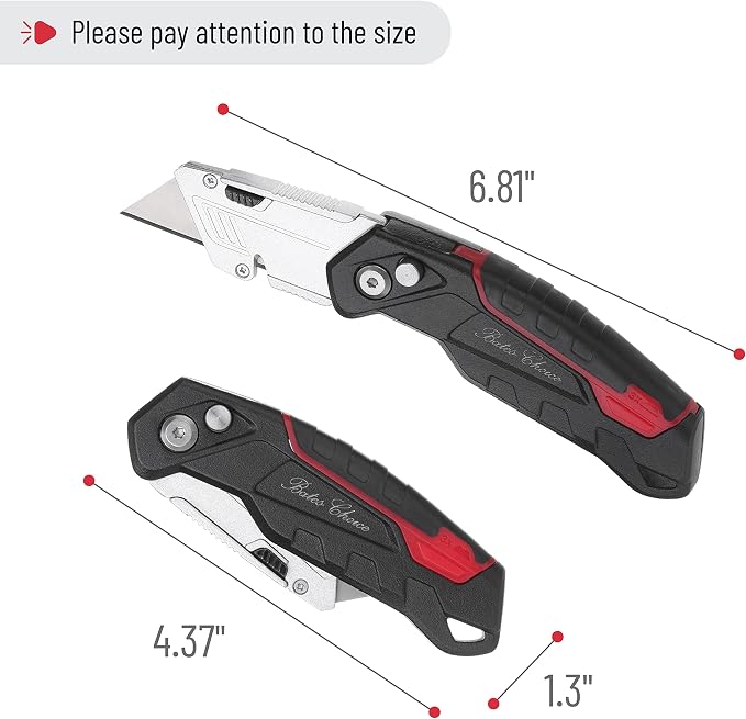Bates Box Cutter - Folding Utility Knife With 3 Extra Blades, Retractable
